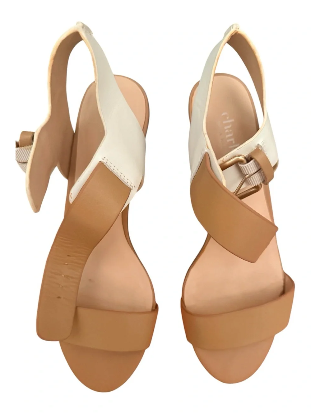 Charles David Two-Tone Tan & Cream Slingback Sandals